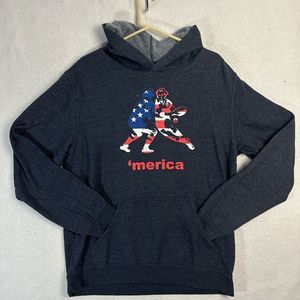 Beimar Hoodie Graphic Men XL Heather Blue 'merica Print Pullover Cotton Pockets